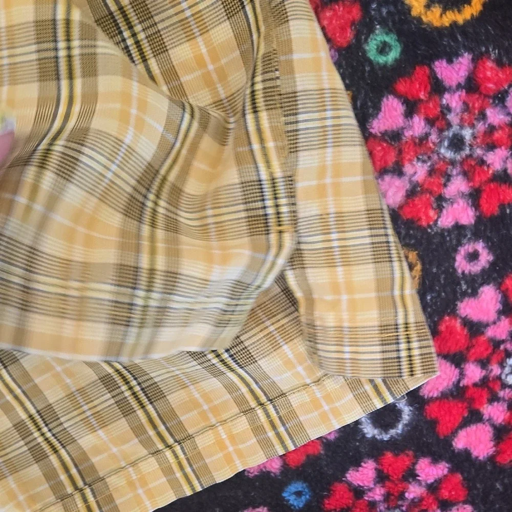 The North Face Mens Yellow Plaid Short Sleeve Button Down Shirt AXT7 Size Medium